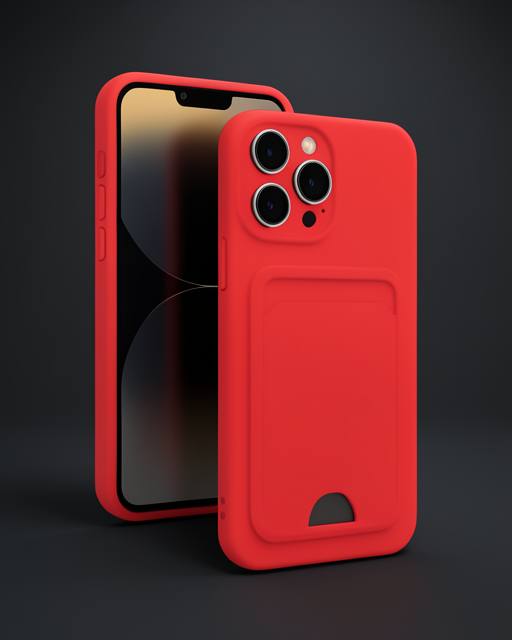 Apple İphone 13 Pro Kılıf Kelvin Kartvizitli Silikon - Kırmızı