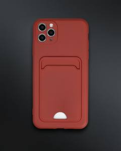 Apple İphone 11 Pro Max Kılıf Kelvin Kartvizitli Silikon - Bordo