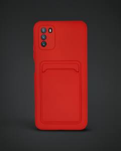 Xiaomi Pocophone M3 Kılıf Kelvin Kartvizitli Silikon - Kırmızı