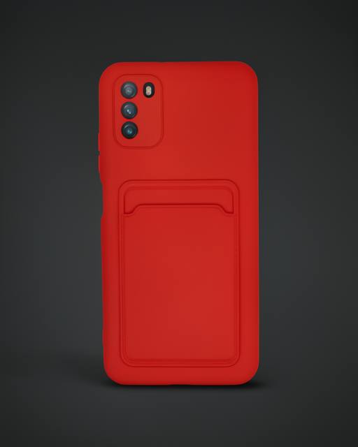 Xiaomi Pocophone M3 Kılıf Kelvin Kartvizitli Silikon - Kırmızı