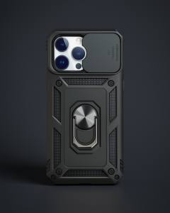 Apple İphone 14 Pro Max Kılıf Pars Lens Yüzüklü Silikon - Siyah