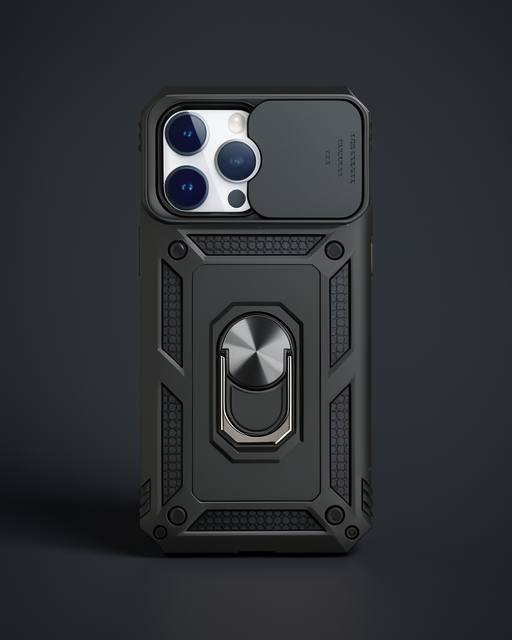 Apple İphone 14 Pro Max Kılıf Pars Lens Yüzüklü Silikon - Siyah