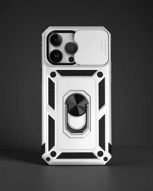 Apple İphone 14 Pro Max Kılıf Pars Lens Yüzüklü Silikon - Gümüş
