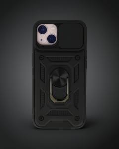 Apple İphone 15 Kılıf Pars Lens Yüzüklü Silikon - Siyah