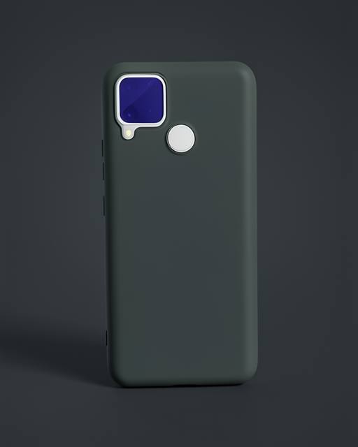Realme C15 Kılıf Nano İçi Kadife Silikon - Koyu Yeşil