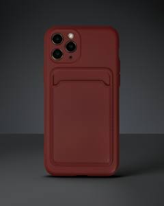 Apple İphone 11 Pro Kılıf Kelvin Kartvizitli Silikon - Bordo
