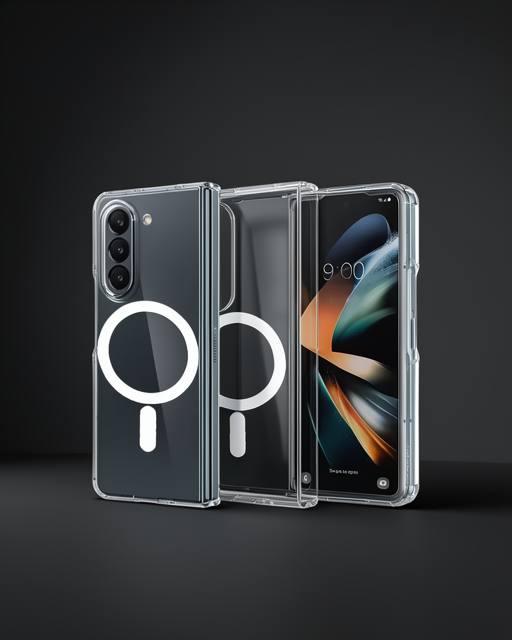 Samsung Galaxy Z Fold 5 Kılıf Magneticsafe Şeffaf Silikon - Şeffaf