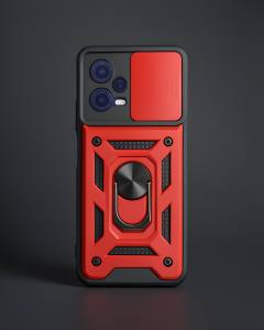 Xiaomi Redmi Note 12 5g Kılıf Pars Lens Yüzüklü Silikon - Kırmızı