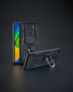 Xiaomi Redmi Note 9 4g Kılıf Pars Lens Yüzüklü Silikon - Siyah