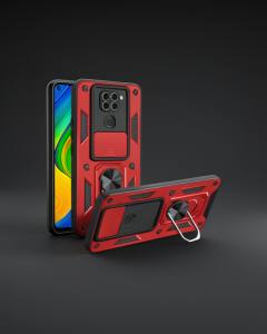 Xiaomi Redmi Note 9 4g Kılıf Pars Lens Yüzüklü Silikon - Kırmızı