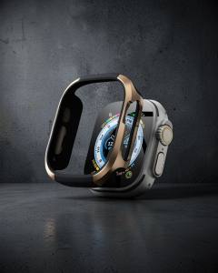 Apple Watch Ultra 49mm Mo-wt3 Alüminyum Camlı Kasa Ekran Koruyucu - Gold