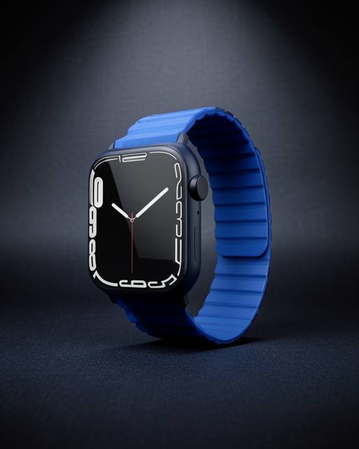 Apple Watch 42mm Mo-wb1 Çift Renk Mıknatıslı Silikon Kordon (saat Değildir) - Lacivert-mavi
