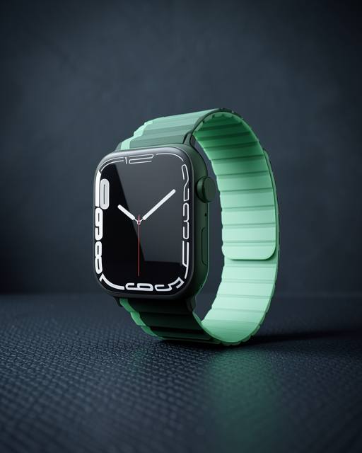 Apple Watch 42mm Mo-wb1 Çift Renk Mıknatıslı Silikon Kordon (saat Değildir) - Koyu Yeşil-açık Yeşil