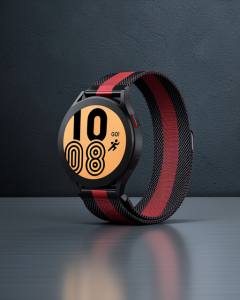 Watch 20mm Metal Mıknatıslı Kordon (saat Değildir) - Siyah-kırmızı