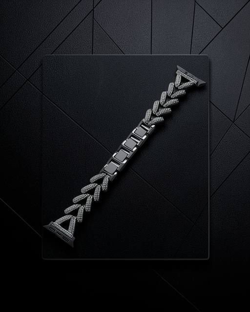 Apple Watch 38mm Node Taşlı Kordon (saat Değildir) - Siyah