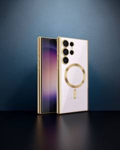 Samsung Galaxy S23 Ultra Kılıf Kross Magneticsafe Kapak - Gold