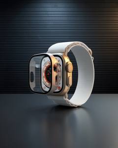 Apple Watch Ultra 49mm Desert Camlı Kasa Ekran Koruyucu - Metalik Gold