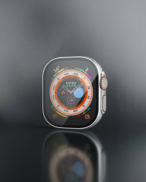 Apple Watch Ultra 49mm Legend Camlı Kasa Ekran Koruyucu - Gümüş
