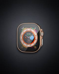 Apple Watch Ultra 49mm Legend Camlı Kasa Ekran Koruyucu - Siyah-gold