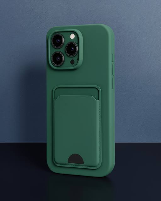 iPhone 16 Pro Kılıf Kelvin Kartvizitli Silikon - Koyu Yeşil