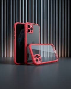 iPhone 11 Pro Max Kılıf Miami Şeffaf Silikon - Kırmızı