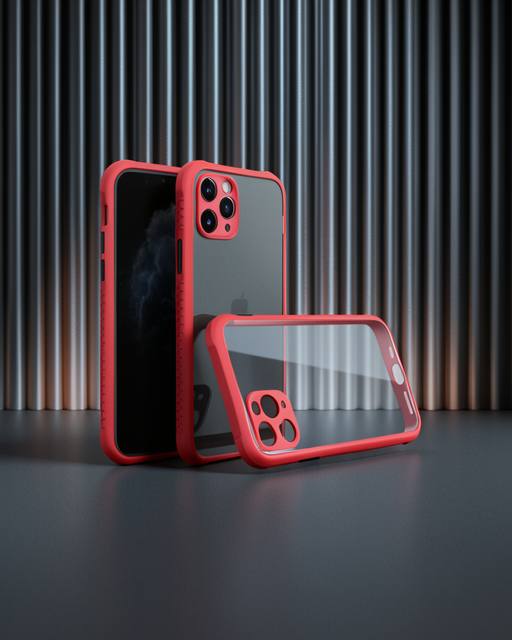 iPhone 11 Pro Max Kılıf Miami Şeffaf Silikon - Kırmızı