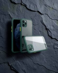 iPhone 11 Pro Max Kılıf Miami Şeffaf Silikon - Koyu Yeşil