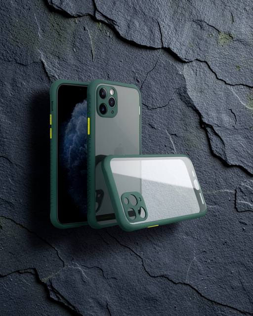 iPhone 11 Pro Max Kılıf Miami Şeffaf Silikon - Koyu Yeşil