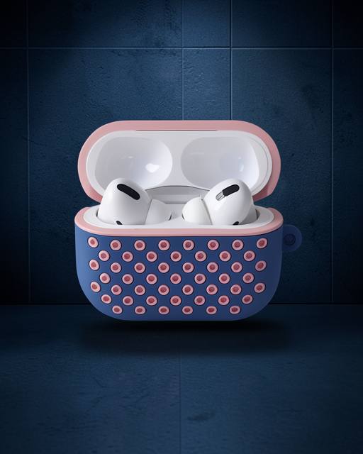 Apple Airpods Pro 2 (2.nesil) Spor Delikli Kılıf - Mavi-pembe