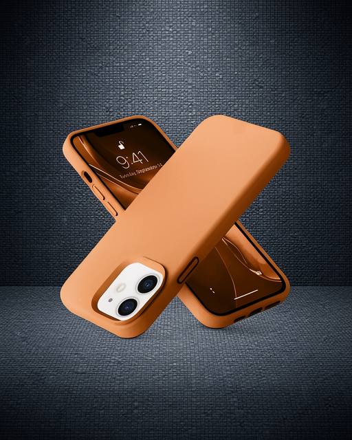 Apple İphone 12 Kılıf Nano İçi Kadife Silikon - Turuncu
