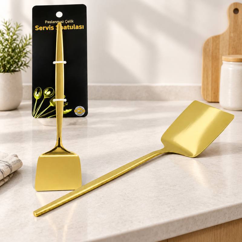Altın Renk Metal Servis Spatula