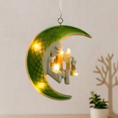 Ramazan LED Perde Lamba 3m (Fişli, Eklemeli) Yeşil Hilal Cami Yıldız
