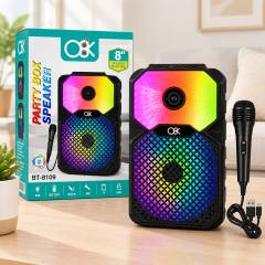 8 inç Bluetooth Mikrofonlu Karaoke Hoparlör (Şarjlı, RGB)