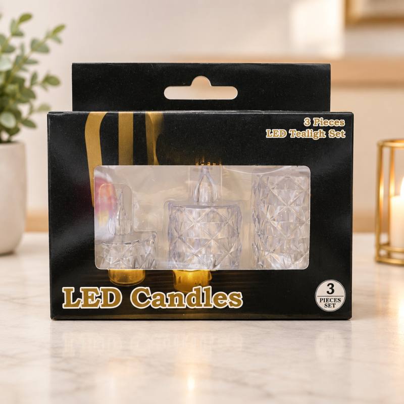 Kristal LED Mum 3'lü