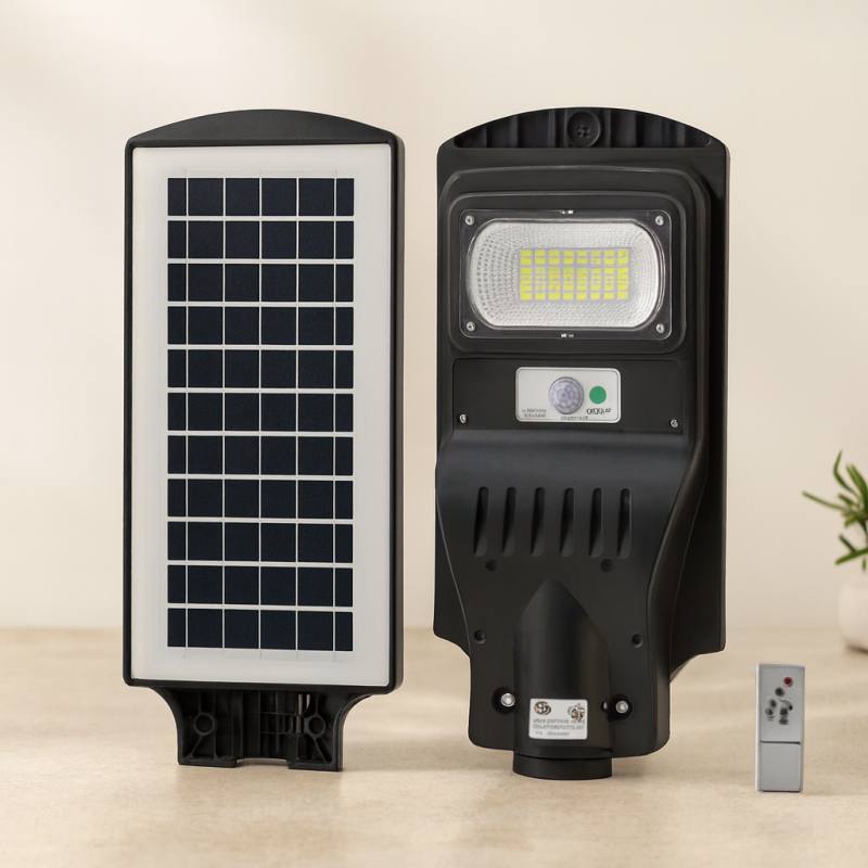 100W Güneş Enerjili Sokak Lambası 6500K Sensörlü Kumandalı