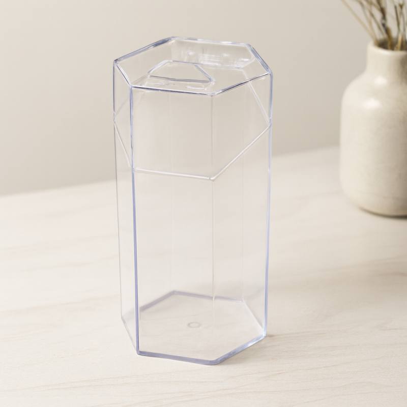 Kapaklı Makyaj Fırça Organizeri (6 Bölmeli) Mika Kristal Plastik 10x8.9x20 cm
