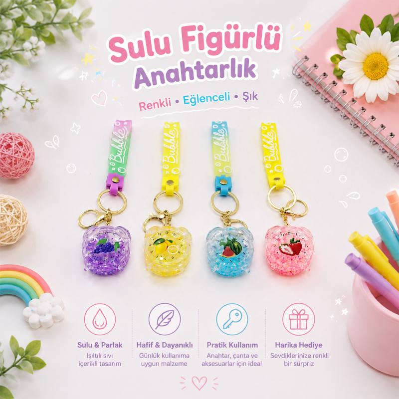 Mika kristal anahtarlık altın kulplu